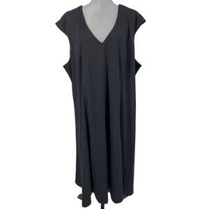 NWOT Roamans Womens Plus Size 30W Black V Neck Sleeveless Sheath Dress Career